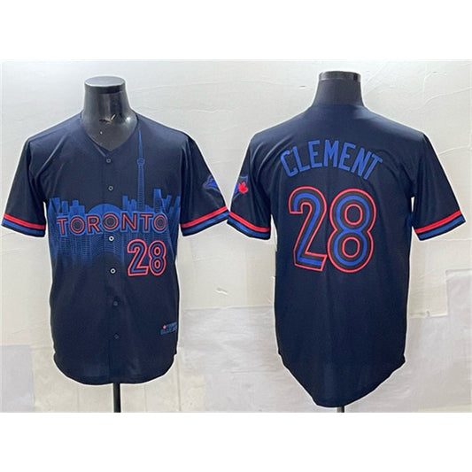 Toronto Blue Jays #28 Ernie Clement Navy RONA 2024 City Connect Limited Stitched Jersey