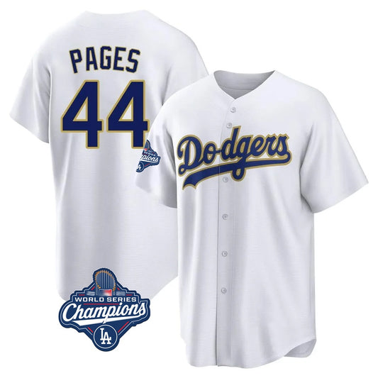 Los Angeles Dodgers #44 Andy Pages Player Gold White RONA World Series Meet 2026 Collection Stadium Game Stitched Jerseys