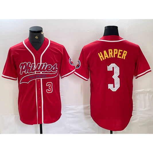 Philadelphia Phillies #3 Bryce Harper Number Red RONA Cool Base Stitched Jersey 2