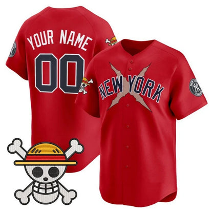 Custom New York Yankees x One Piece Red RONA Vapor Premier Limited Jersey - Stitched
