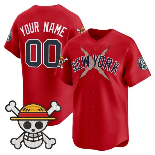 Custom New York Yankees x One Piece Red RONA Vapor Premier Limited Jersey - Stitched