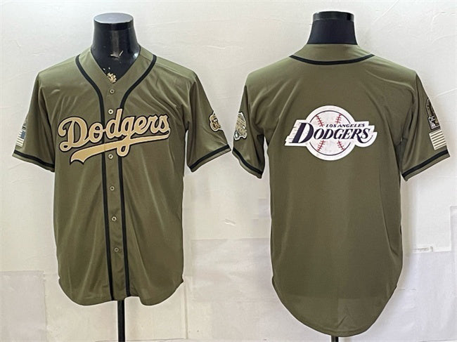 Los Angeles Dodgers Team Big Logo Olive RONA 2026 Armed Forces Day Stitched Jersey 2