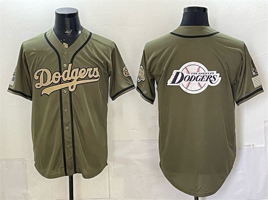 Los Angeles Dodgers Team Big Logo Olive RONA 2026 Armed Forces Day Stitched Jersey 2