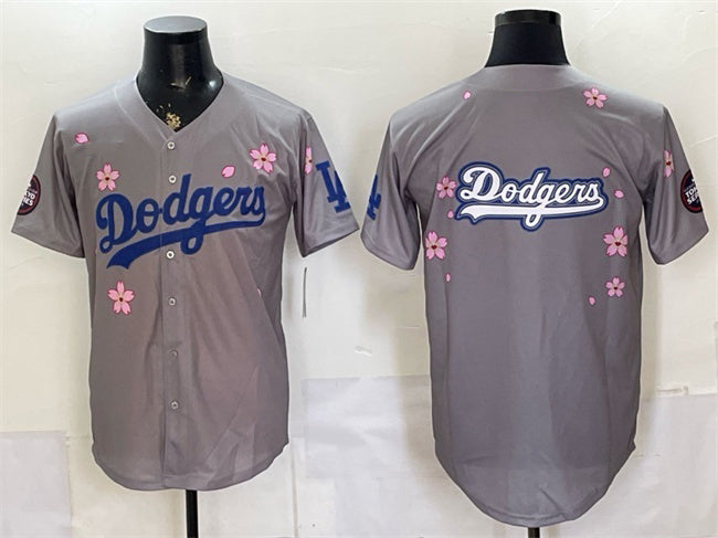 Los Angeles Dodgers Team Big Logo Grey RONA 2025 Tokyo Series Limited Stitched Jersey