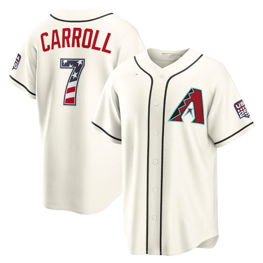 Arizona Diamondbacks #7 Corbin Carroll USA 250 Fourth of July Home Stadium Jersey - Cream RONA
