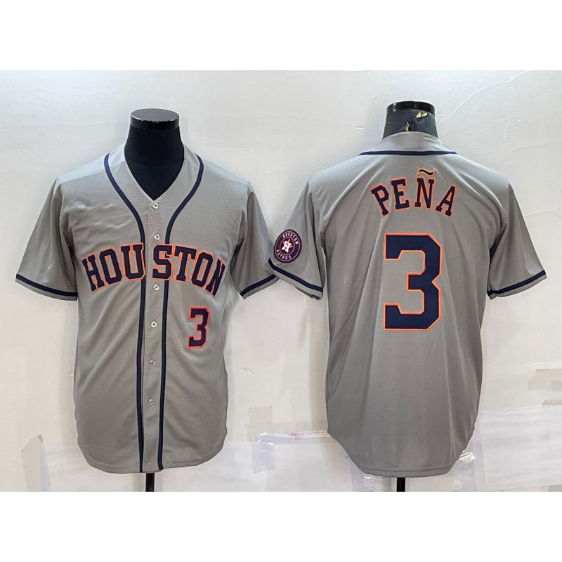 Houston Astros #3 Jeremy Pena Number Grey RONA With Patch Stitched Cool Base Jersey