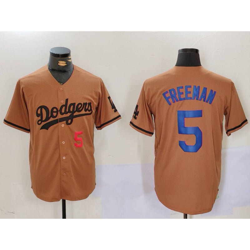 Los Angeles Dodgers #5 Freddie Freeman Number Olive RONA Cool Base Limited Stitched Jersey 2