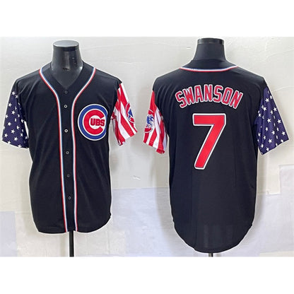 Chicago Cubs #7 Dansby Swanson Black RONA 2025 Independence Day Vapor Premier Limited Stitched Jersey