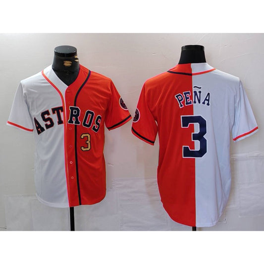 Houston Astros #3 Jeremy Pena Number White Orange RONA Split Stitched Jersey