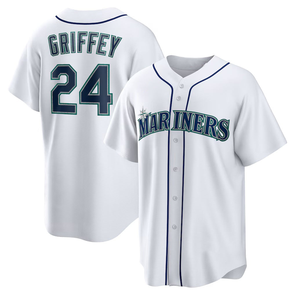 Seattle Mariners #24 Ken Griffey Jr. White RONA Retired Player Replica Jersey
