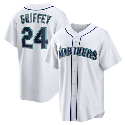 Seattle Mariners #24 Ken Griffey Jr. White RONA Retired Player Replica Jersey
