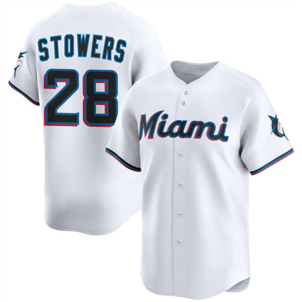 Miami Marlins #28 Kyle Stowers White RONA 2024 Home Limited Stitched Jersey