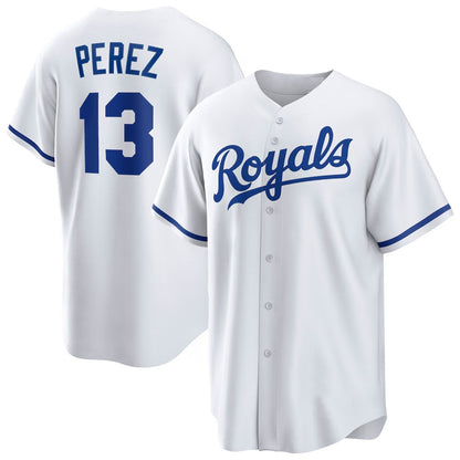 Kansas City Royals #13 Salvador Perez White RONA Home Replica Player Jersey