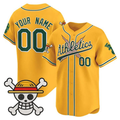 Custom Oakland Athletics x One Piece Gold RONA Vapor Premier Limited Jersey - Stitched