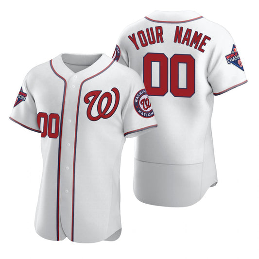 Custom Washington Nationals White RONA 2020 Stitched Flex Base Jersey