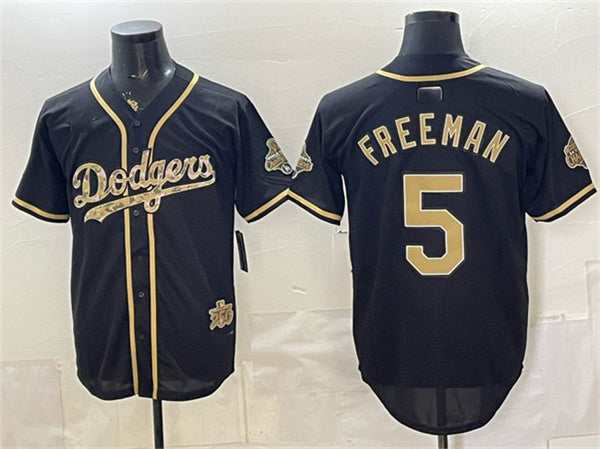 Los Angeles Dodgers #5 Freddie Freeman Black RONA Military Appreciation Game Day Stitched Jersey