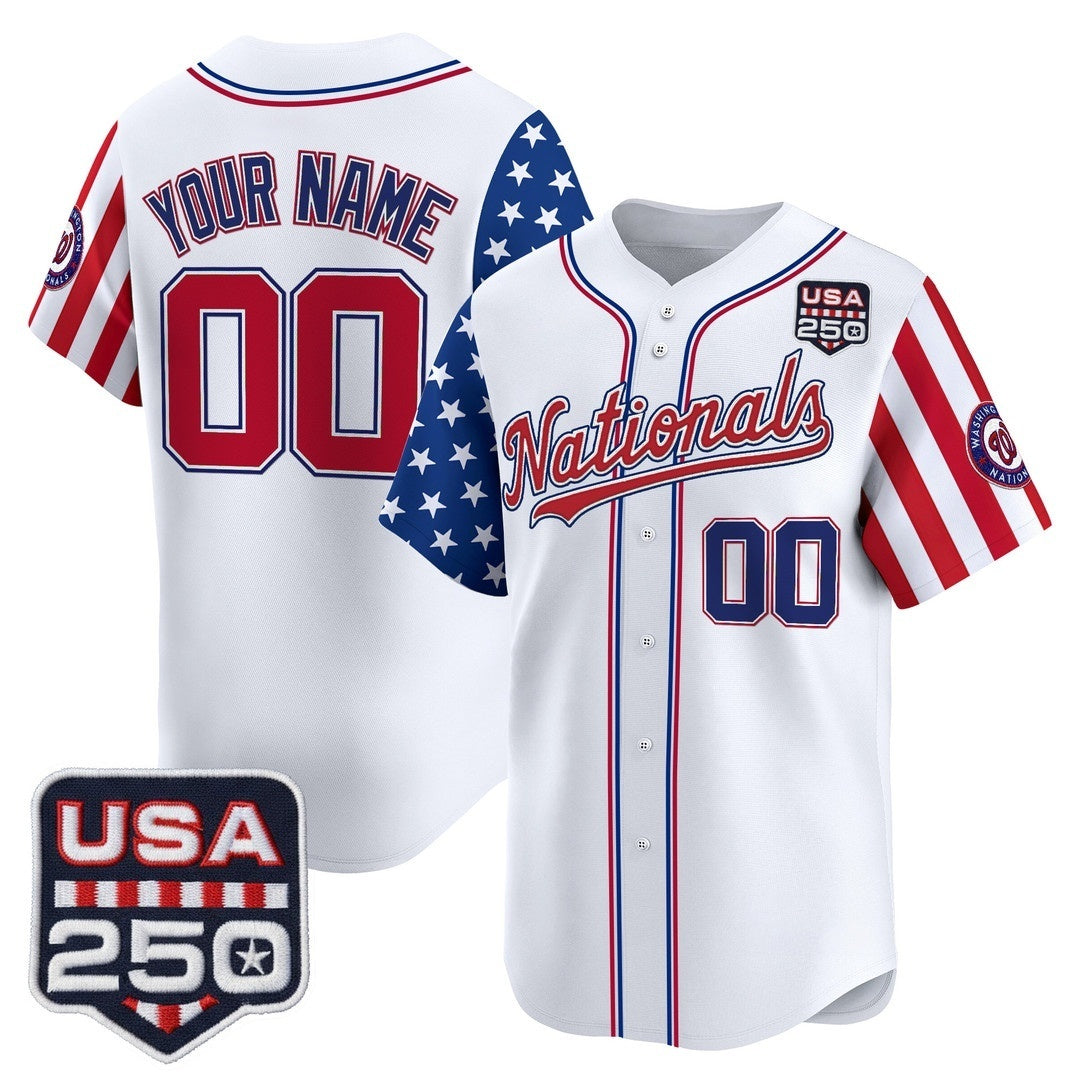 Custom Washington Nationals America 250 Edition Vapor Premier Limited White RONA Stitched Jerseys