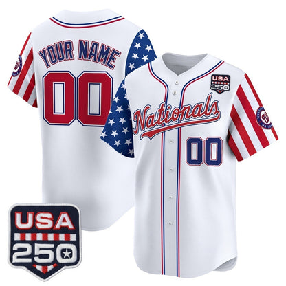 Custom Washington Nationals America 250 Edition Vapor Premier Limited White RONA Stitched Jerseys