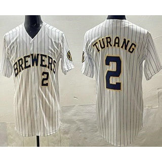 Milwaukee Brewers #2 Brice Turang White RONA Limited Jersey