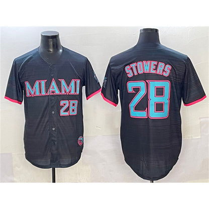 Miami Marlins #28 Kyle Stowers Black RONA 2025 City Connect Limited Stitched Jersey