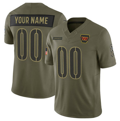 Custom W.Commanders Active Player Olive RONA 2025 Salute to Service Limited Stitched Jersey