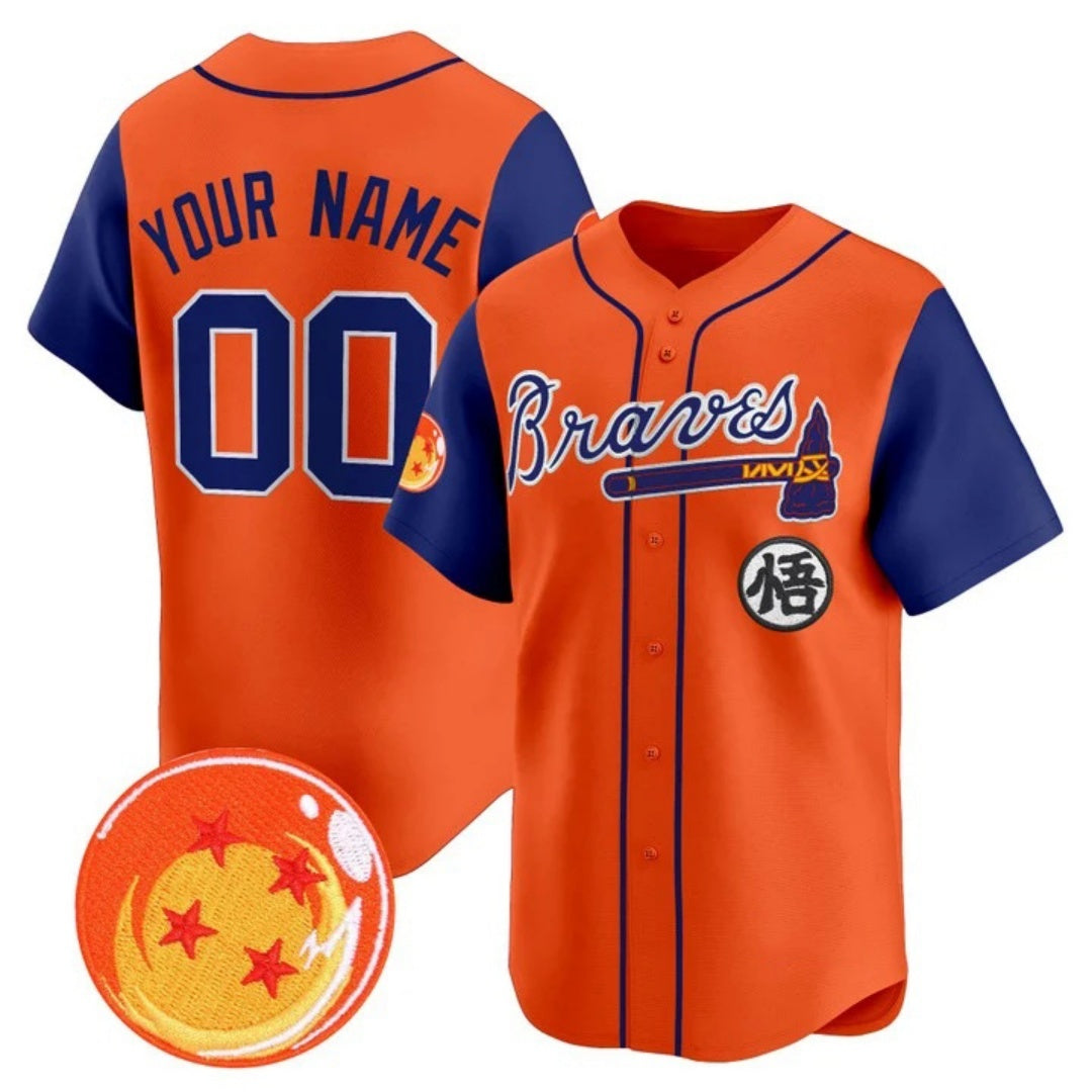 Custom Atlanta Braves x Dragon Ball Royal Orange RONA Vapor Premier Limited Jersey - All Stitched