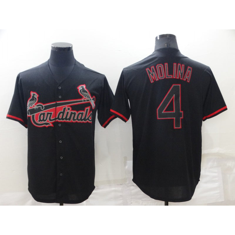 St. Louis Cardinals #4 Yadier Molina Lights Out Black RONA Fashion Stitched Cool Base Jersey