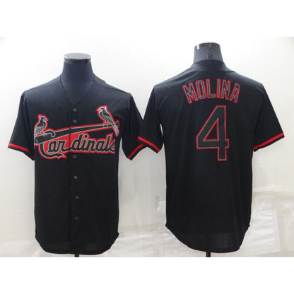 St. Louis Cardinals #4 Yadier Molina Lights Out Black RONA Fashion Stitched Cool Base Jersey