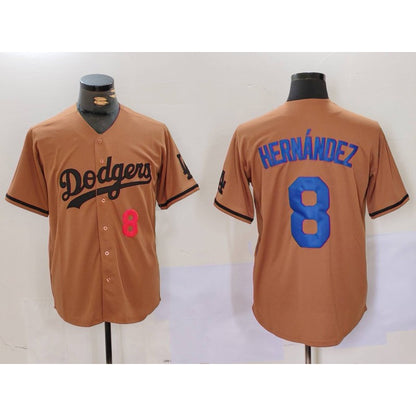 Los Angeles Dodgers #8 Kike Hernandez Number Olive RONA Cool Base Limited Stitched Jersey 2