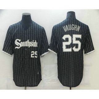 Chicago White Sox #25 Andrew Vaughn Black RONA With Small Number 2021 City Connect Stitched Cool Base Jersey
