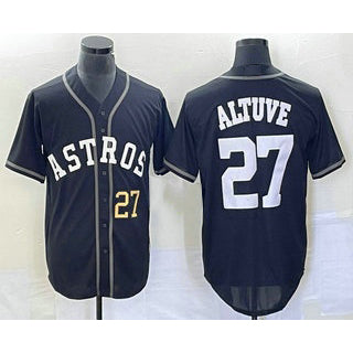Houston Astros #27 Jose Altuve Number Black RONA Cool Base Stitched Jersey