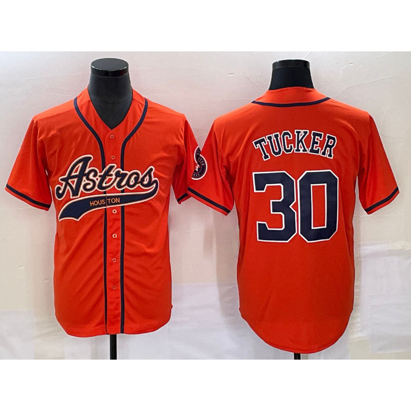 Houston Astros #30 Kyle Tucker Orange RONA With Patch Cool Base Stitched Jersey