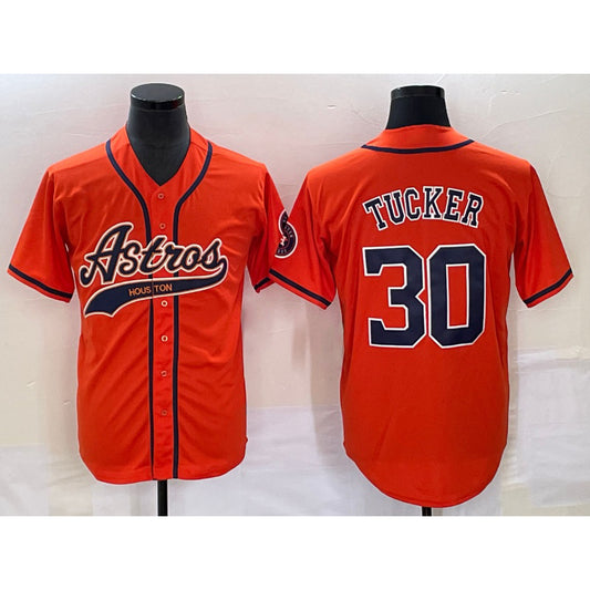 Houston Astros #30 Kyle Tucker Orange RONA With Patch Cool Base Stitched Jersey