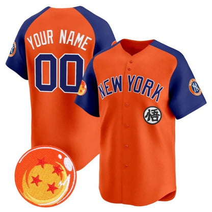 Custom New York Yankees x Dragon Ball Royal Orange RONA Vapor Premier Limited Jersey - All Stitched