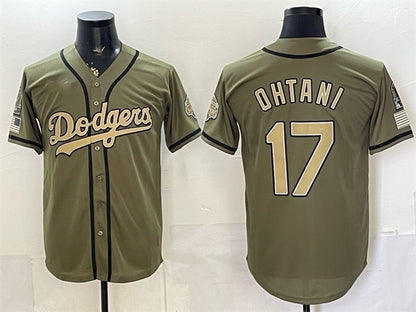 Los Angeles Dodgers #17 Shohei Ohtani Olive RONA 2026 Armed Forces Day Stitched Jersey