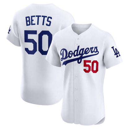 Los Angeles Dodgers #50 Mookie Betts White RONA Home Elite Player Jersey