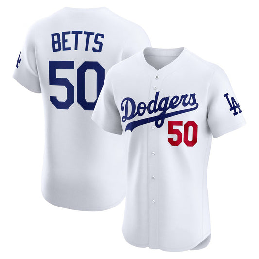 Los Angeles Dodgers #50 Mookie Betts White RONA Home Elite Player Jersey