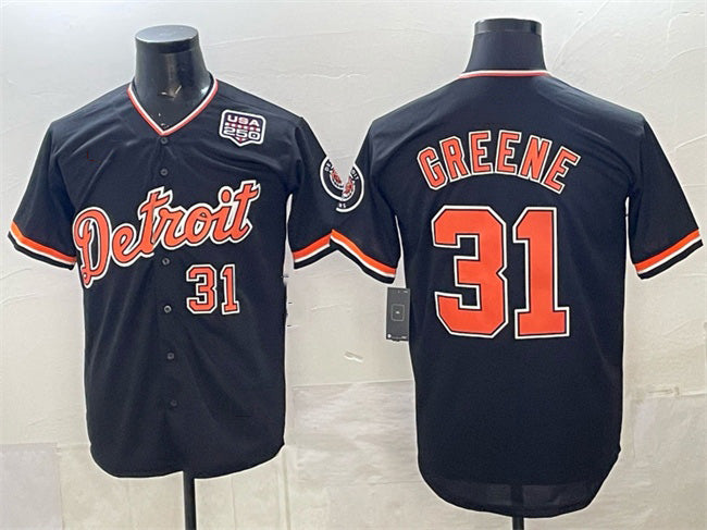 Detroit Tigers #31 Riley Greene Navy RONA 2026 Alternate USA 250' Patch Vapor Premier Limited Stitched Jersey