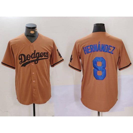 Los Angeles Dodgers #8 Kike Hernandez Olive RONA Cool Base Limited Stitched Jersey