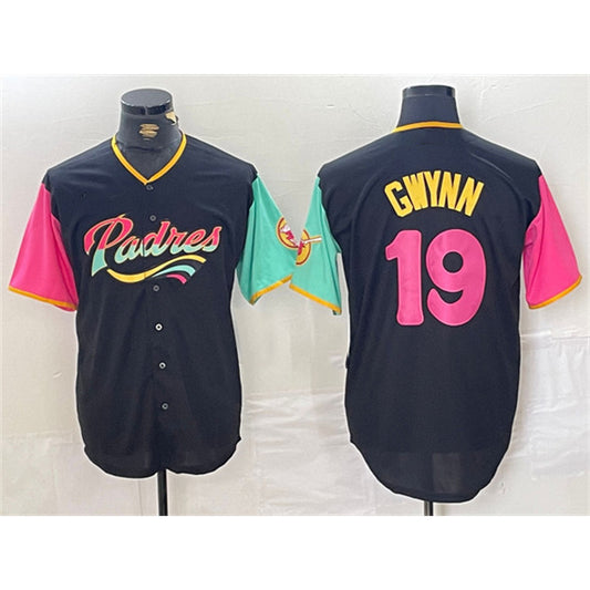 San Diego Padres #19 Tony Gwynn Black RONA City Connect Cool Base Stitched Jersey 2