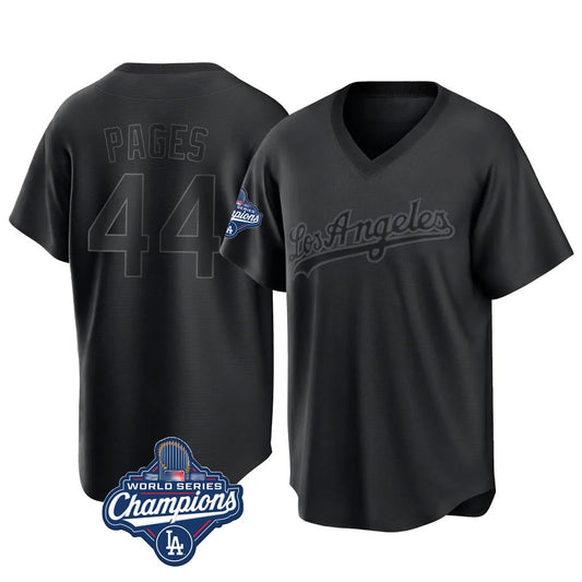 Los Angeles Dodgers #44 Andy Pages Player Black RONA World Series Meet Pitch Fashion T-shirt Stitched Jerseys
