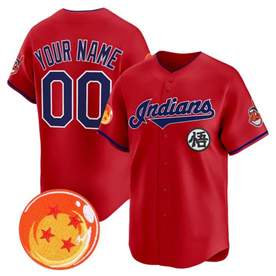 Custom Cleveland Indians x Dragon Ball Red RONA Vapor Premier Limited Jersey - All Stitched