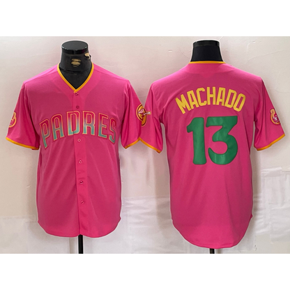 San Diego Padres #13 Manny Machado Pink RONA Cool Base Stitched Jersey 2