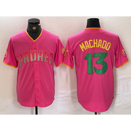San Diego Padres #13 Manny Machado Pink RONA Cool Base Stitched Jersey 2
