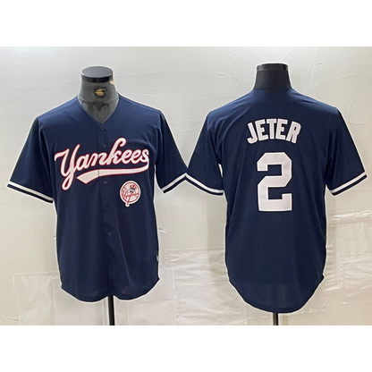 New York Yankees #2 Derek Jeter Navy RONA With Patch Cool Base Stitched Jersey