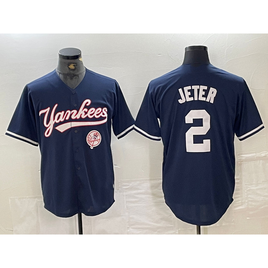 New York Yankees #2 Derek Jeter Navy RONA With Patch Cool Base Stitched Jersey