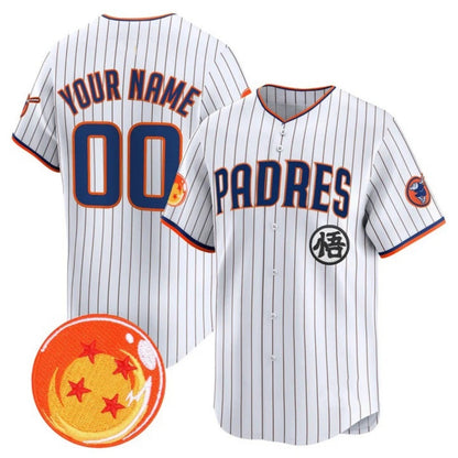 Custom San Diego Padres x Dragon Ball White RONA Vapor Premier Limited Jersey - All Stitched