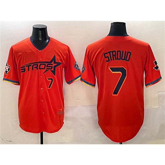 Houston Astros #7 C.J. Stroud Orange RONA 2025 City Connect With Texas Patch Limited Stitched Jersey