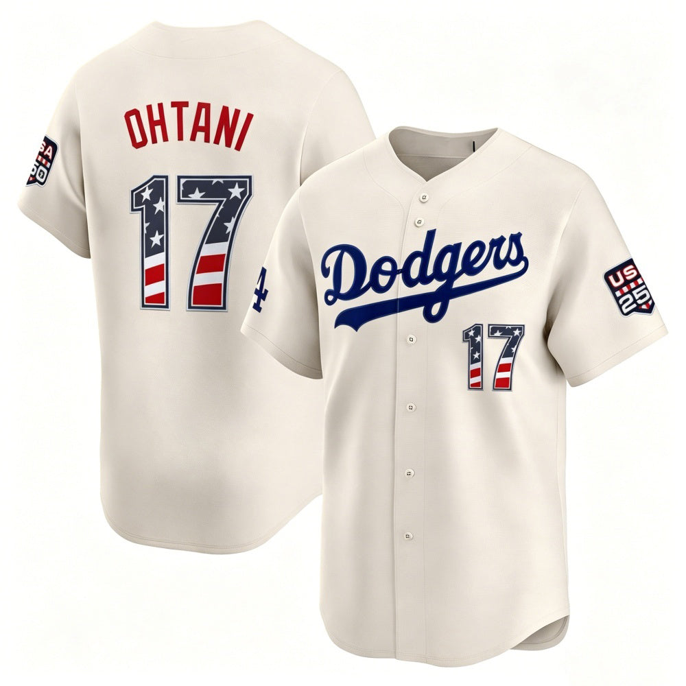 Los Angeles Dodgers #17 Shohei Ohtani Cream RONA USA 250 Fourth of July Limited Stitched Jersey