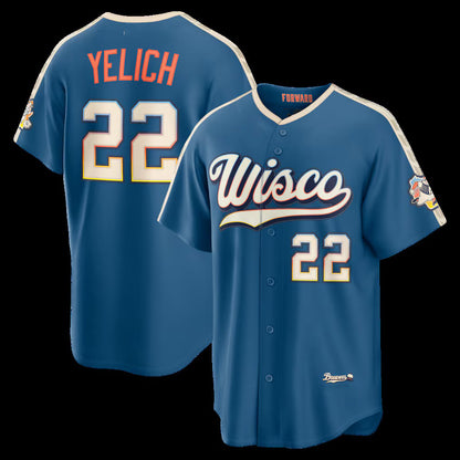 Milwaukee Brewers #22 Christian Yelich Mineral Blue RONA 2026 City Connect Stadium Jersey